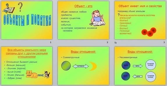 Объекты и понятия презентации