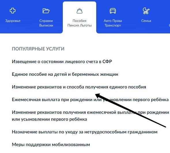 Возможность изменить реквизиты для перечисления детского пособия через государственное учреждение.