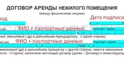 Договоры аренды помещений между двумя физическими лицами, индивидуальными предпринимателями или физическими лицами с ОВОС