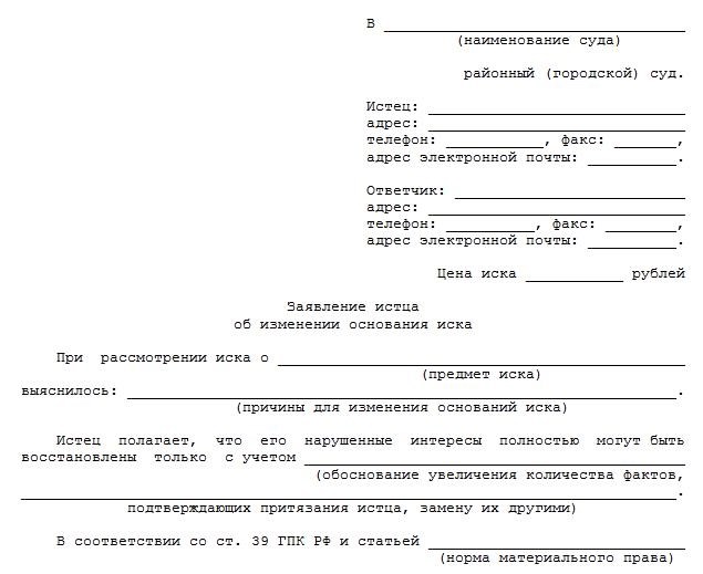 Допустимые пределы изменения иска