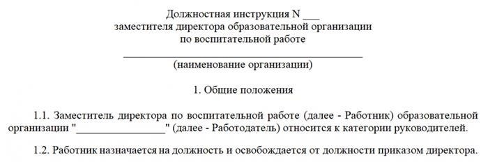 Права и обязанности заместителя директора по воспитательной работе в школе