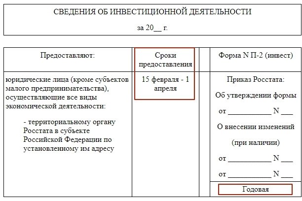 Кто сдаёт форму П-2 (инвест)?