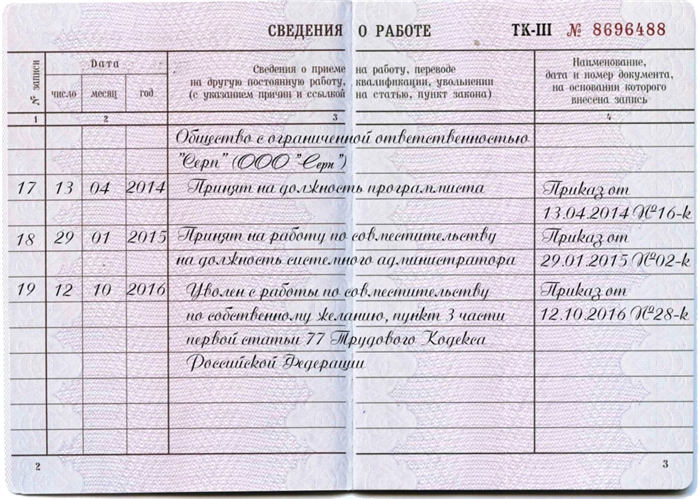 Приказ об увольнении по совместительству, образец