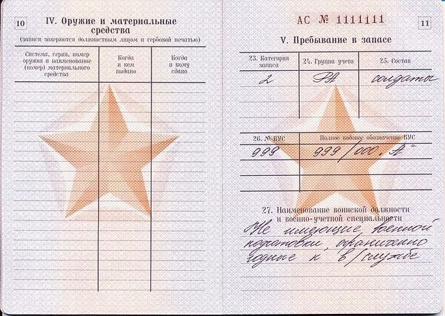 Особые отметки в военном билете: группа крови и другие данные
